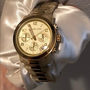 Michael Kors Gold and Cream Chronograph watch
